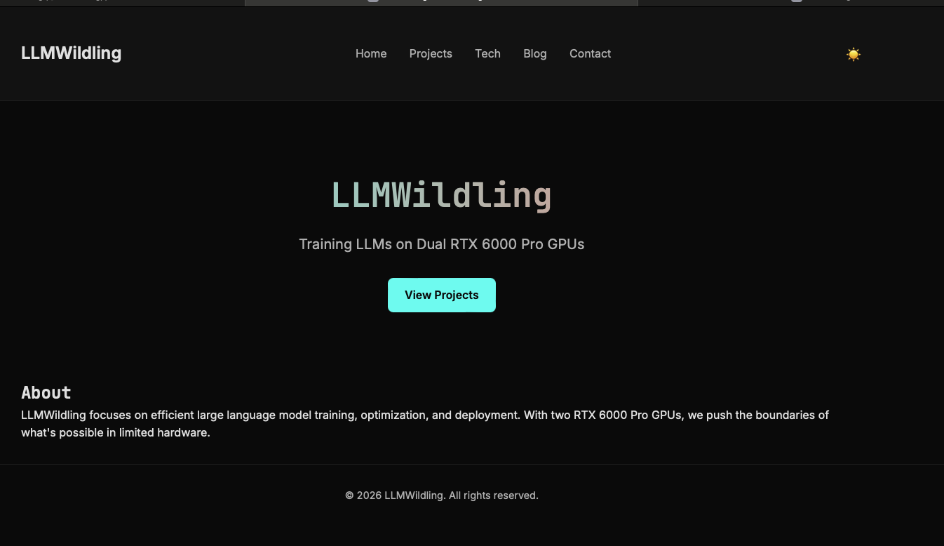 LLMWildling minimal portfolio