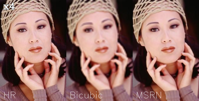 Comparing Bicubic upscaling against the models x4 upscaling on Set5 Image 4 Comparing Bicubic upscaling against the models x4 upscaling on Set5 Image 4